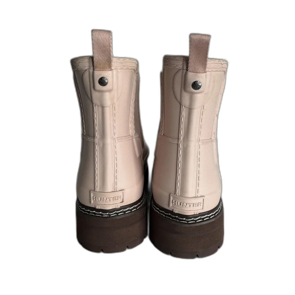 Hunter Blush Chelsea Rain Boots with Dark Brown Sole